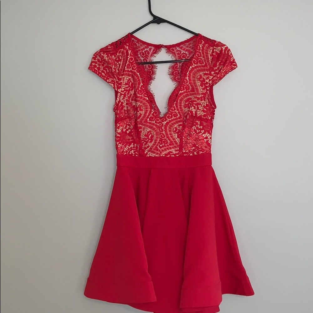 Red lace dress